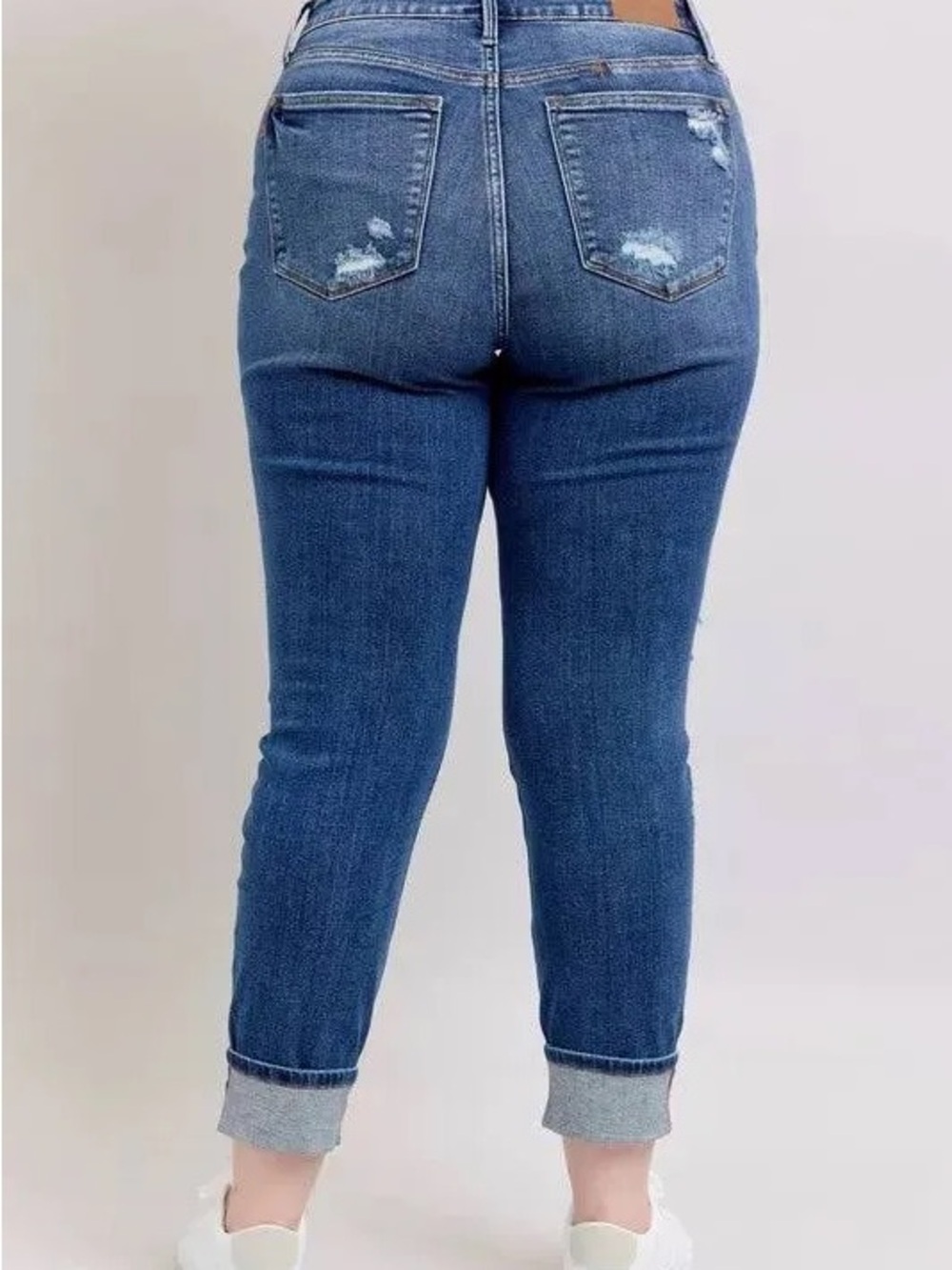 Judy Blue Midi Rise Boyfriend Destroy Jeans with Yoke Pockets 20W - Picture 3 of 9